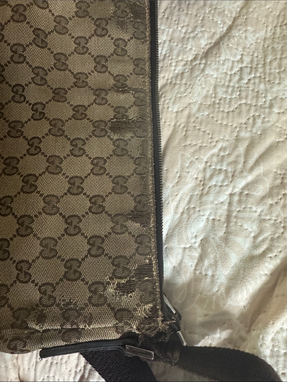 Gucci Beige Monogram Crossbody with Brown Trim - Picture 8 of 8
